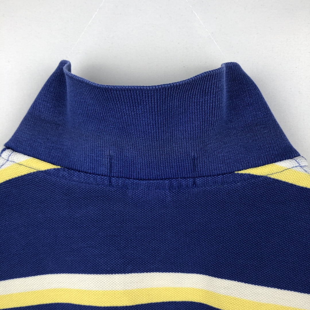 Ralph Lauren POLO by Ralph Lauren short sleeve striped polo shirt, men's XL size cotton Navy blue Vintage Second Hand