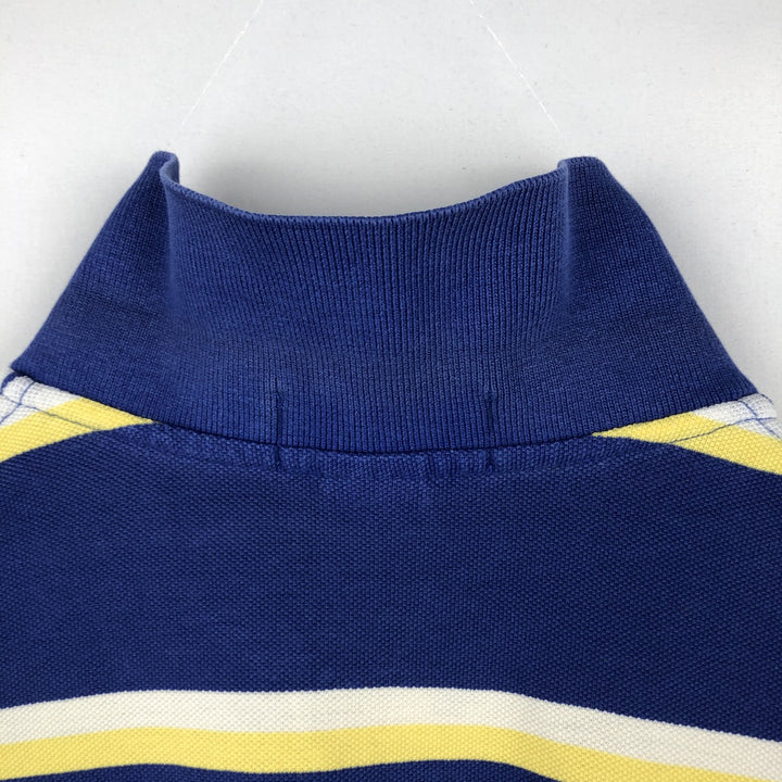 Ralph Lauren POLO by Ralph Lauren short sleeve striped polo shirt, men's XL size cotton Navy blue Vintage Second Hand