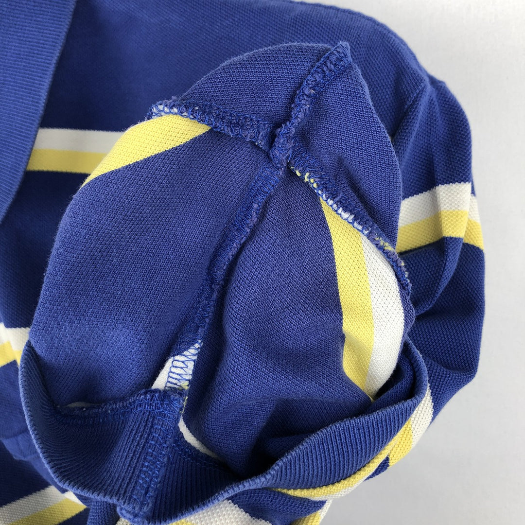 Ralph Lauren POLO by Ralph Lauren short sleeve striped polo shirt, men's XL size cotton Navy blue Vintage Second Hand