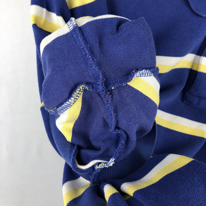 Ralph Lauren POLO by Ralph Lauren short sleeve striped polo shirt, men's XL size cotton Navy blue Vintage Second Hand