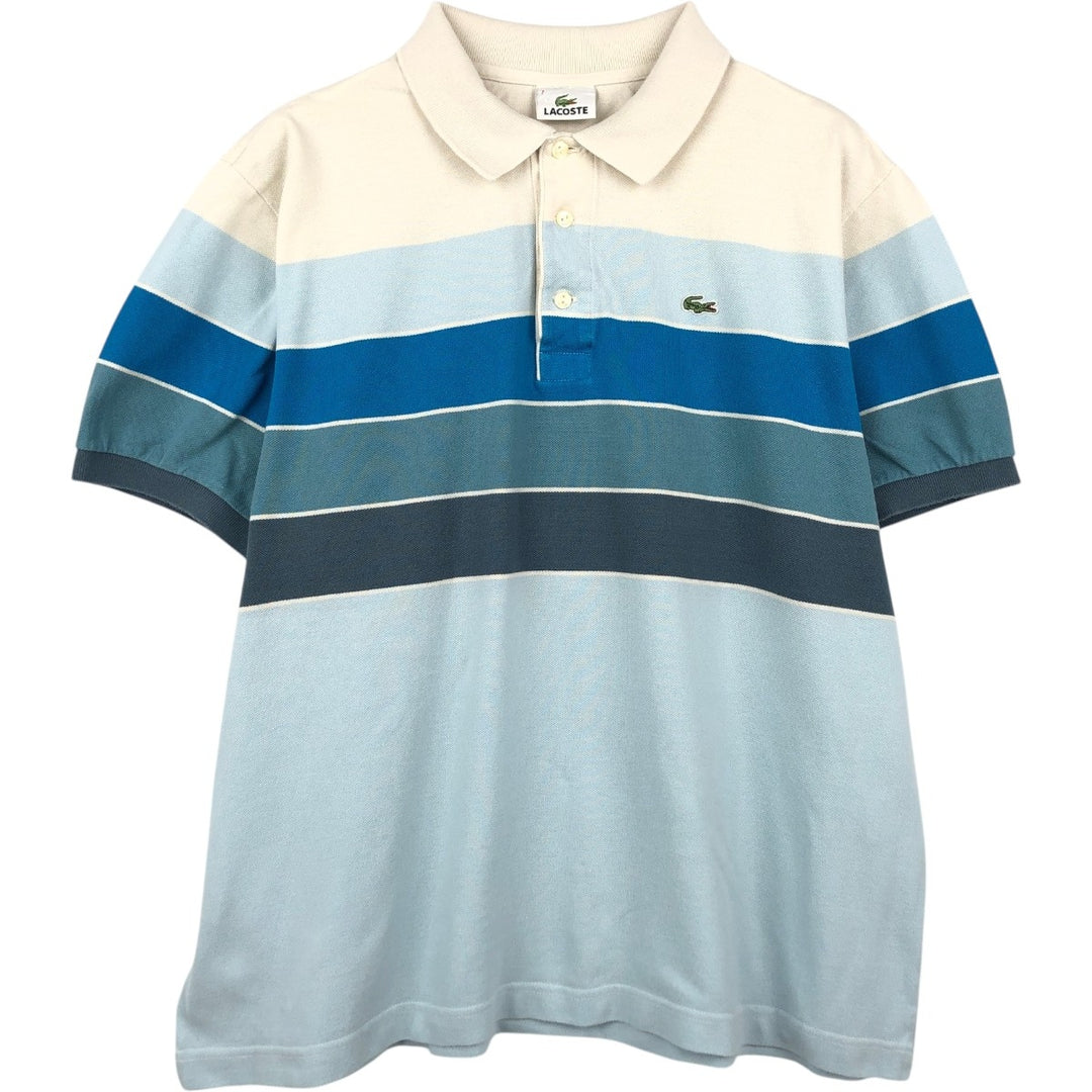 Lacoste short-sleeved striped polo shirt, size 7 (equivalent to men's XXL). cotton Blue type light blue Vintage Second Hand