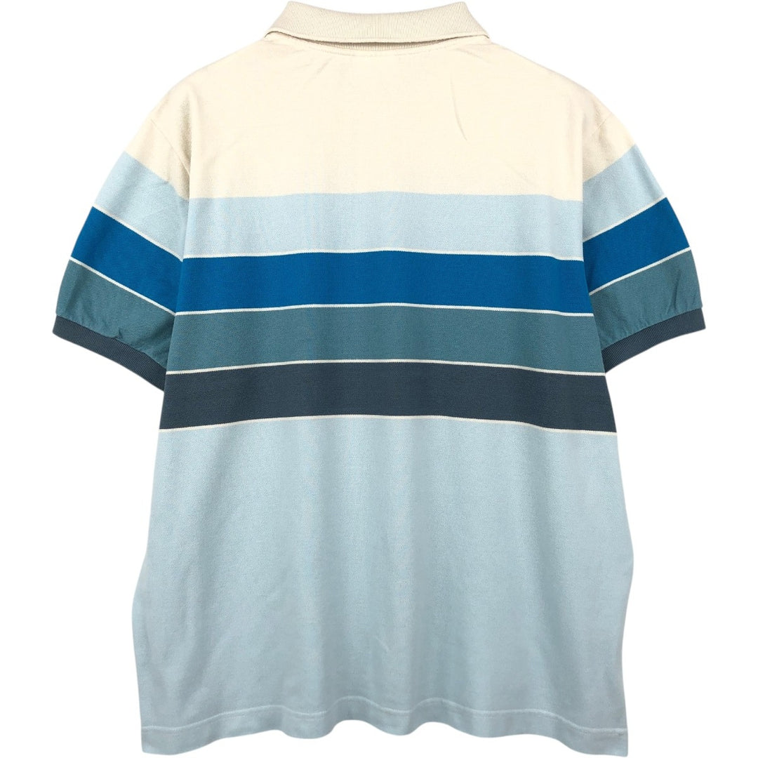 Lacoste short-sleeved striped polo shirt, size 7 (equivalent to men's XXL). cotton Blue type light blue Vintage Second Hand