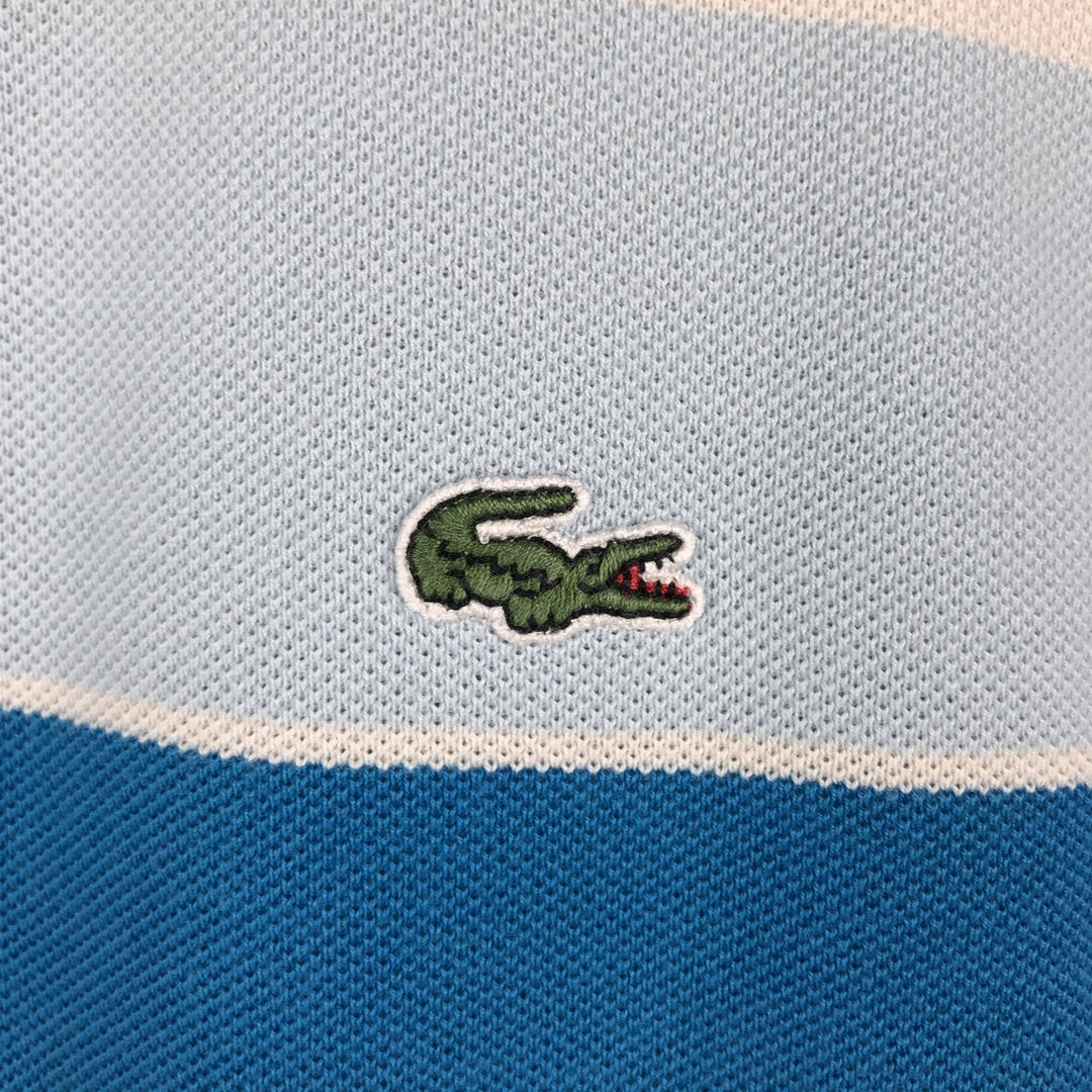Lacoste short-sleeved striped polo shirt, size 7 (equivalent to men's XXL). cotton Blue type light blue Vintage Second Hand