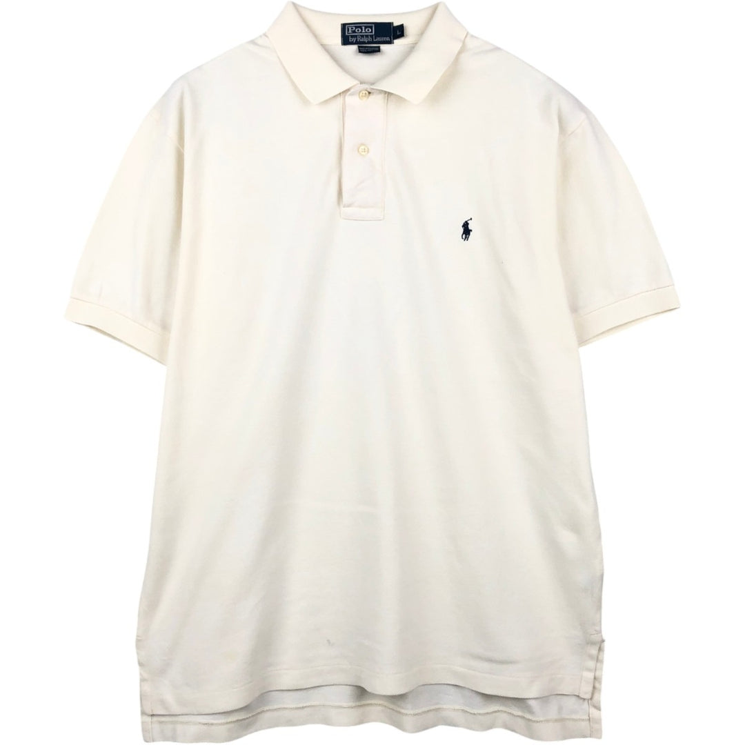 Ralph Lauren POLO by Ralph Lauren short sleeve polo shirt, men's size L cotton white type Vintage Second Hand