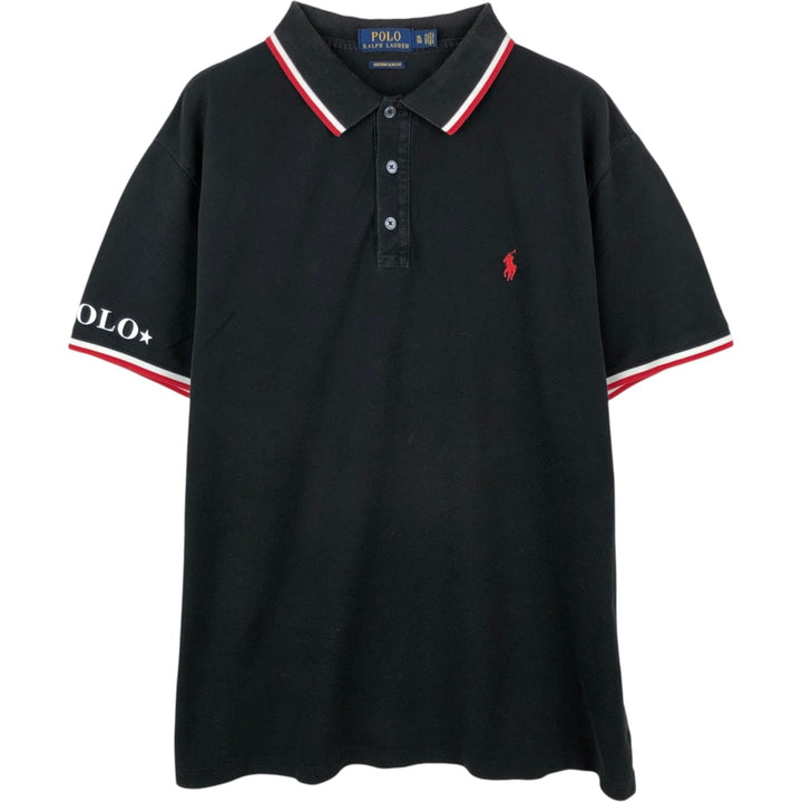 Ralph Lauren POLO RALPH LAUREN CUSTOM SLIM FIT short sleeve polo shirt men's XL equivalent cotton black type Vintage Second Hand