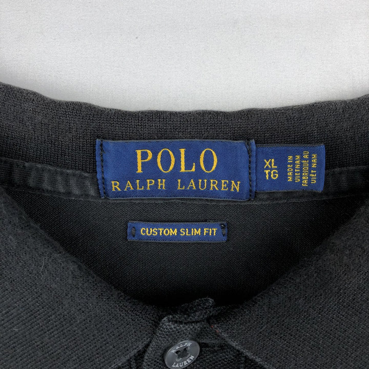 Ralph Lauren POLO RALPH LAUREN CUSTOM SLIM FIT short sleeve polo shirt men's XL equivalent cotton black type Vintage Second Hand