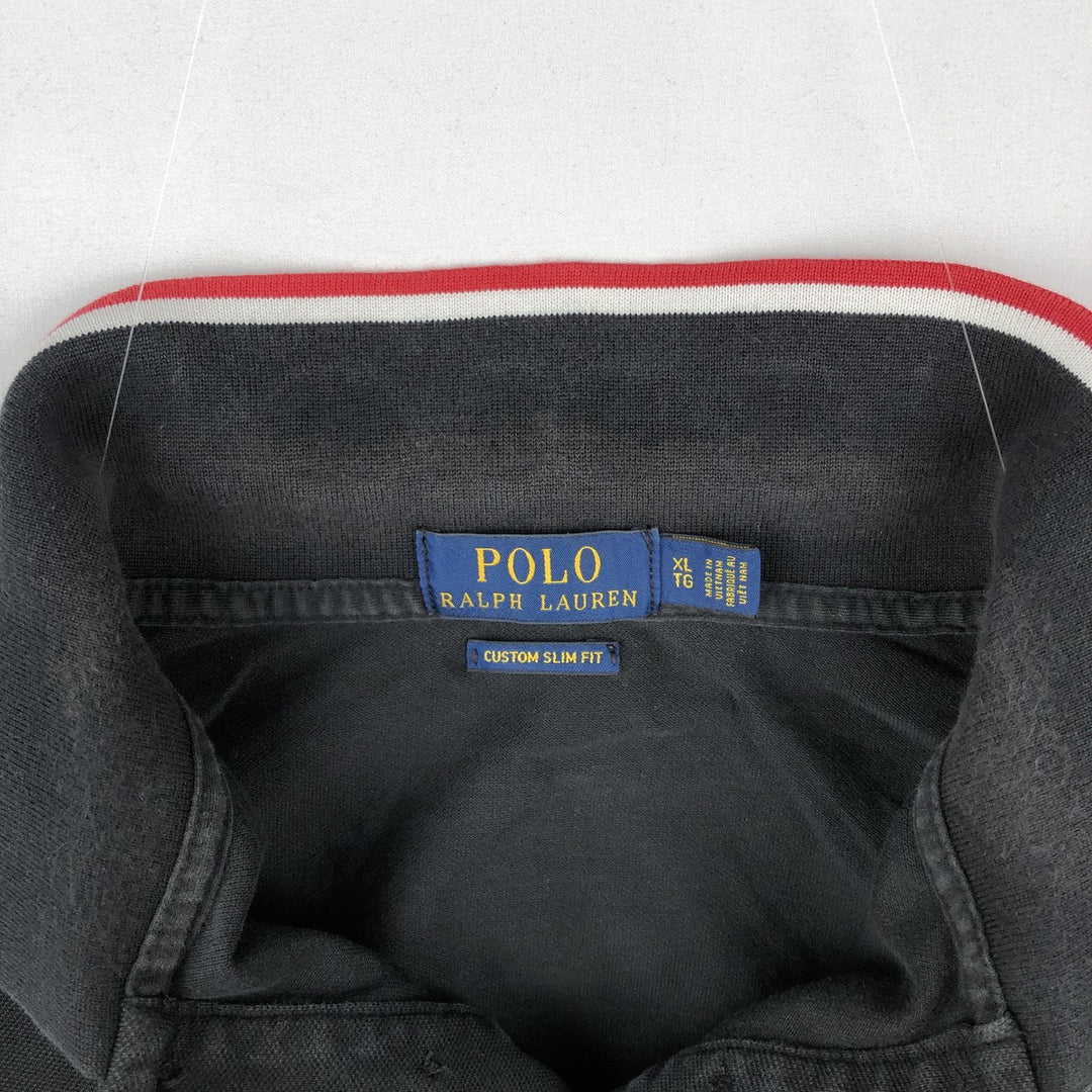 Ralph Lauren POLO RALPH LAUREN CUSTOM SLIM FIT short sleeve polo shirt men's XL equivalent cotton black type Vintage Second Hand