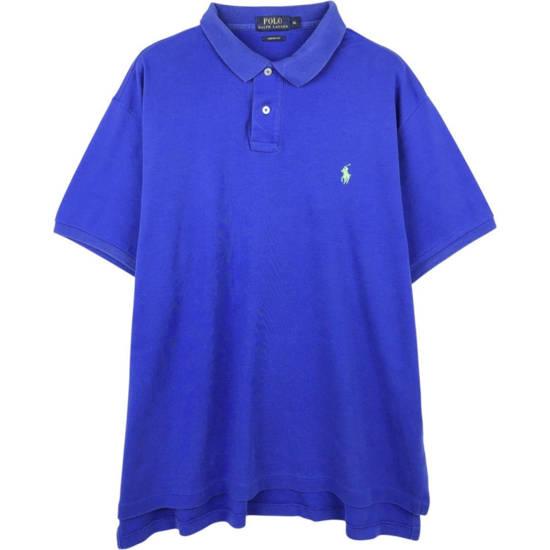 Ralph Lauren POLO RALPH LAUREN CUSTOM FIT short sleeve polo shirt men's XL equivalent cotton blue type Vintage Second Hand