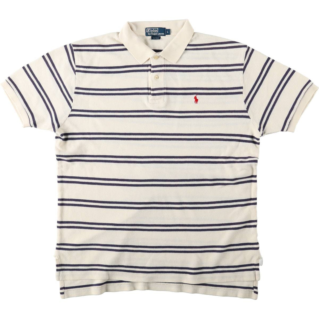 Ralph Lauren POLO by Ralph Lauren short sleeve striped polo shirt, men's size L cotton white type Vintage Second Hand