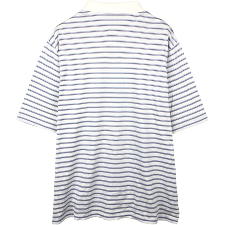 Ralph Lauren POLO GOLF Multi-border short sleeve striped polo shirt Men's XL size Pima Cotton white type Vintage Second Hand