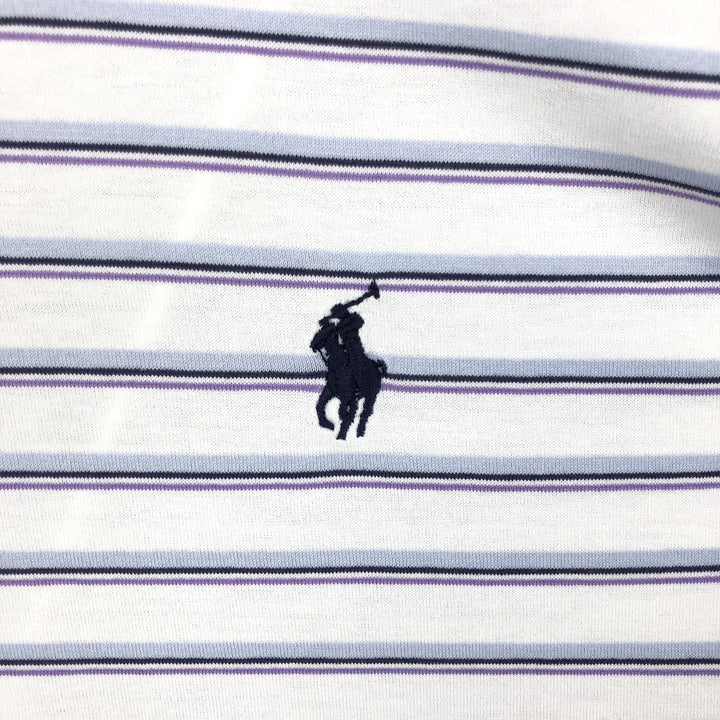 Ralph Lauren POLO GOLF Multi-border short sleeve striped polo shirt Men's XL size Pima Cotton white type Vintage Second Hand