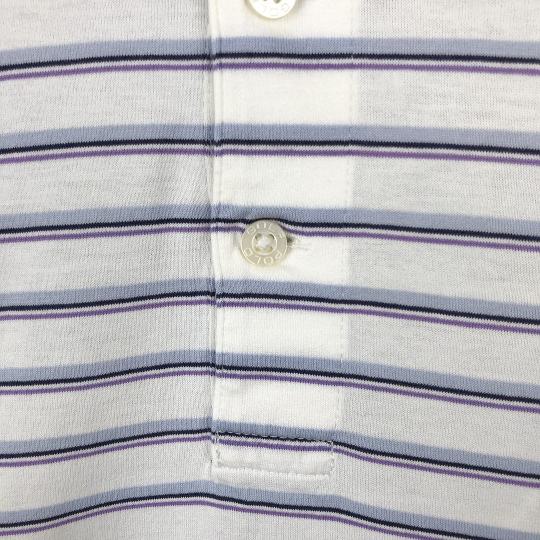 Ralph Lauren POLO GOLF Multi-border short sleeve striped polo shirt Men's XL size Pima Cotton white type Vintage Second Hand
