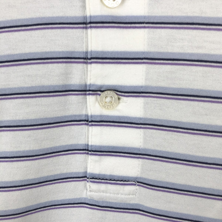 Ralph Lauren POLO GOLF Multi-border short sleeve striped polo shirt Men's XL size Pima Cotton white type Vintage Second Hand