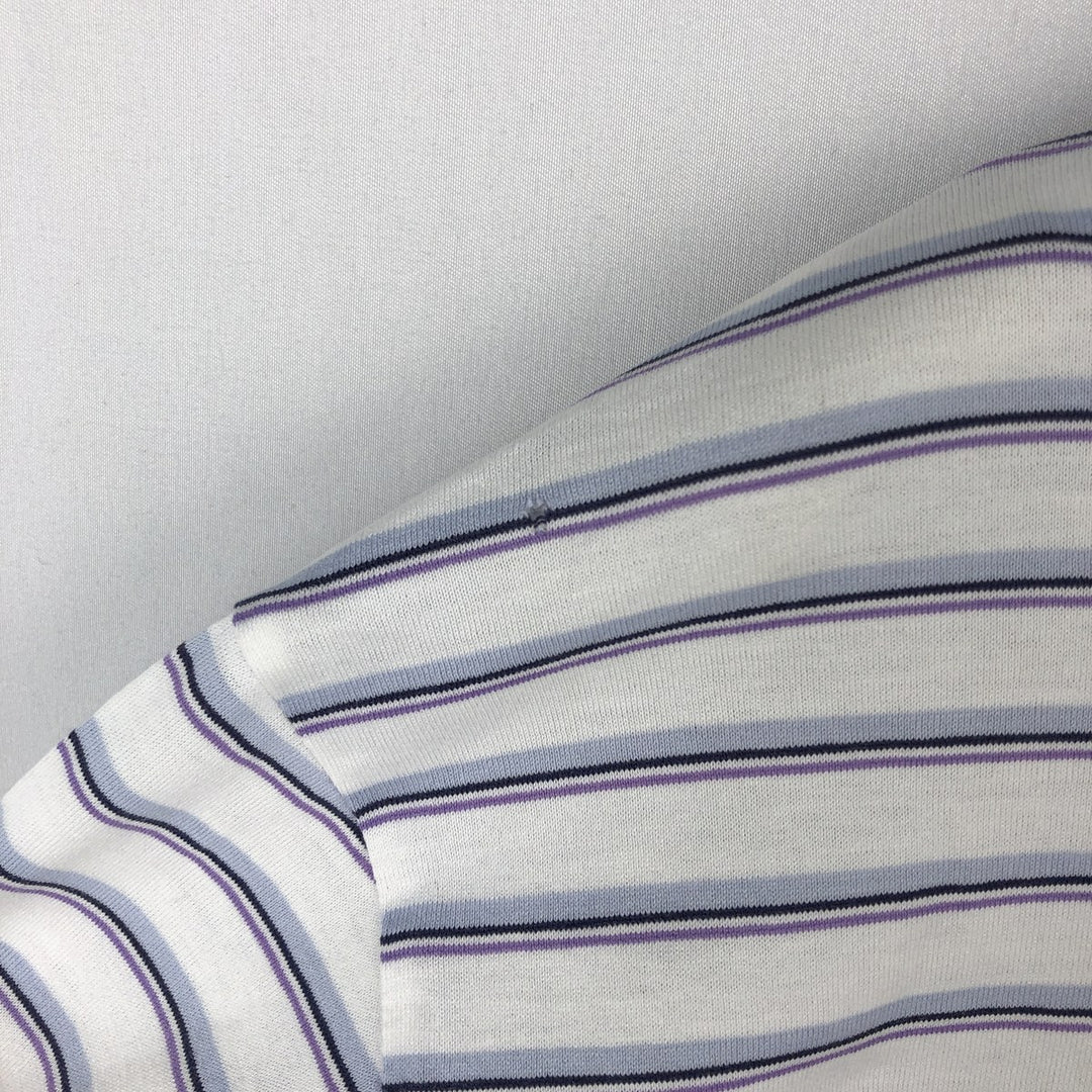 Ralph Lauren POLO GOLF Multi-border short sleeve striped polo shirt Men's XL size Pima Cotton white type Vintage Second Hand
