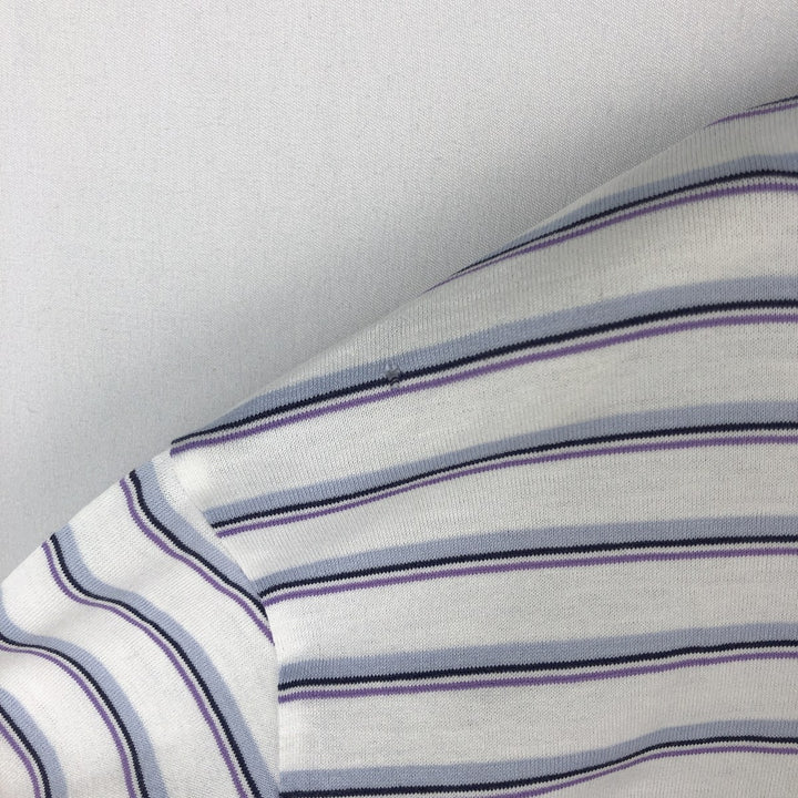 Ralph Lauren POLO GOLF Multi-border short sleeve striped polo shirt Men's XL size Pima Cotton white type Vintage Second Hand