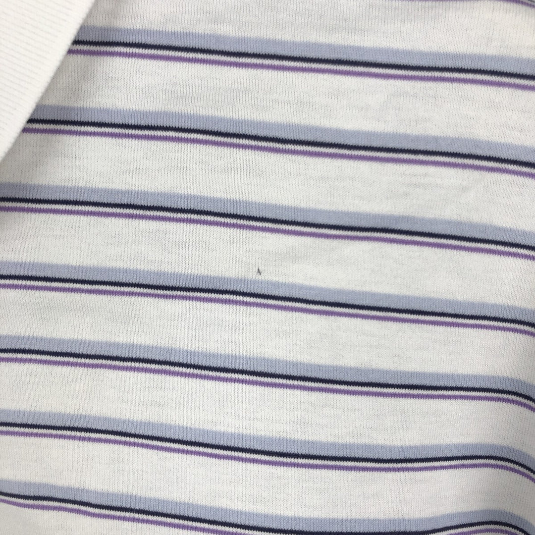 Ralph Lauren POLO GOLF Multi-border short sleeve striped polo shirt Men's XL size Pima Cotton white type Vintage Second Hand