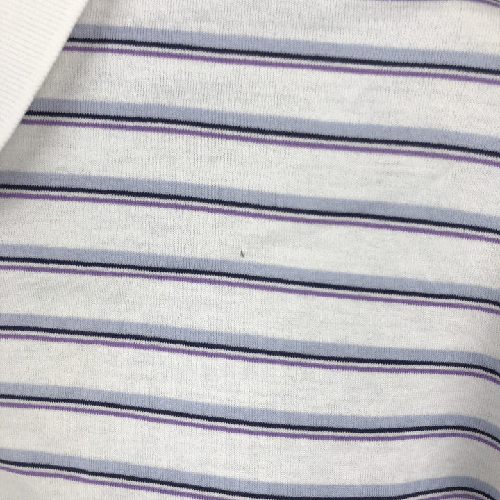 Ralph Lauren POLO GOLF Multi-border short sleeve striped polo shirt Men's XL size Pima Cotton white type Vintage Second Hand