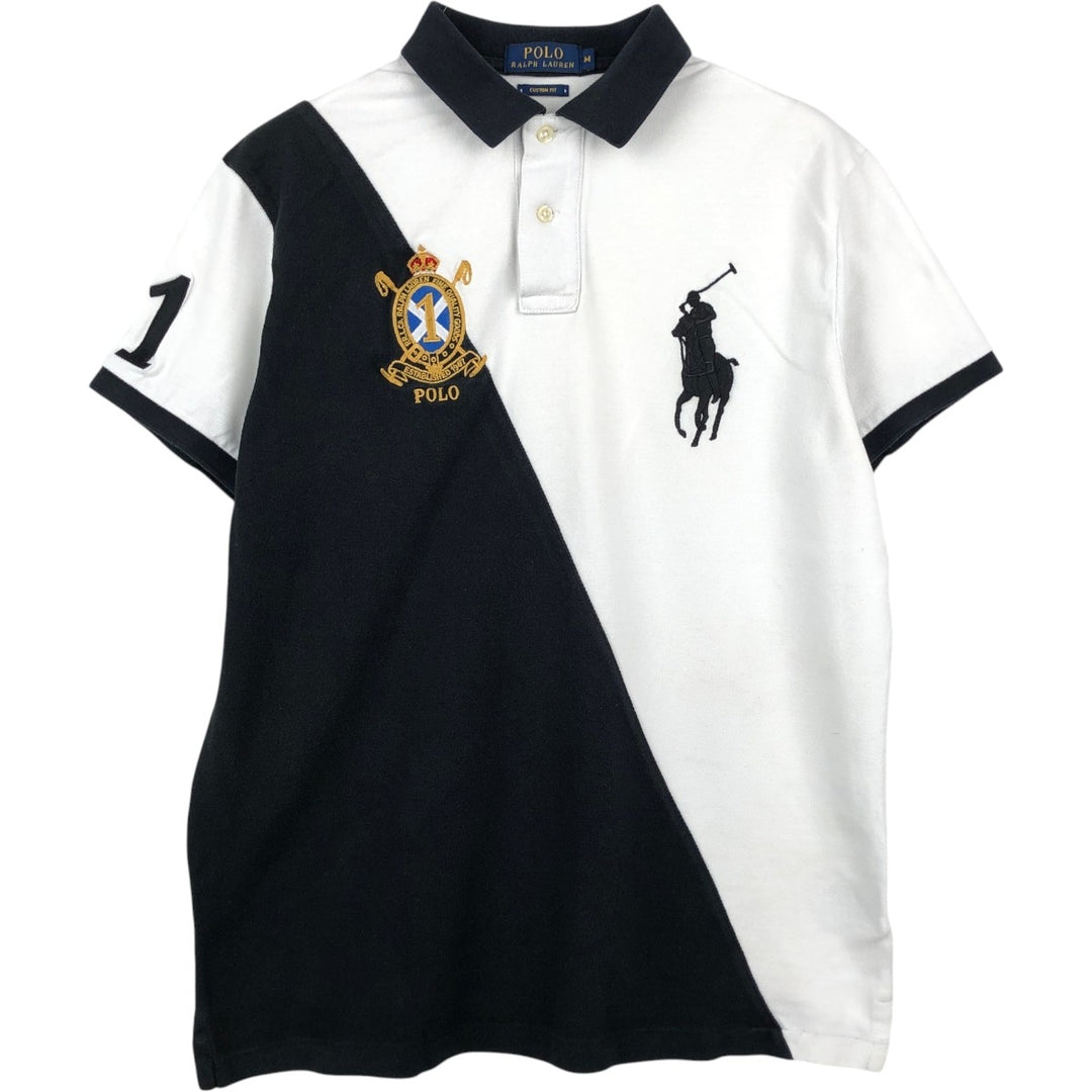 Ralph Lauren POLO RALPH LAUREN CUSTOM FIT Big Pony Short Sleeve Polo Shirt, Men's Size Medium cotton white type Vintage Second Hand