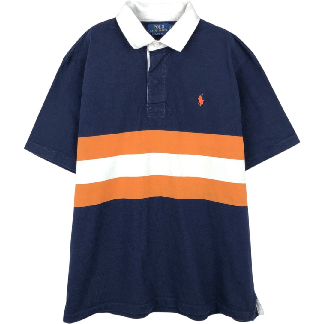 Ralph Lauren POLO RALPH LAUREN CLASSIC FIT Short-Sleeve Rugby Shirt, Men's Size XL (approx.) cotton navy blue type Vintage Second Hand