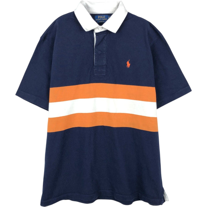 Ralph Lauren POLO RALPH LAUREN CLASSIC FIT Short-Sleeve Rugby Shirt, Men's Size XL (approx.) cotton navy blue type Vintage Second Hand