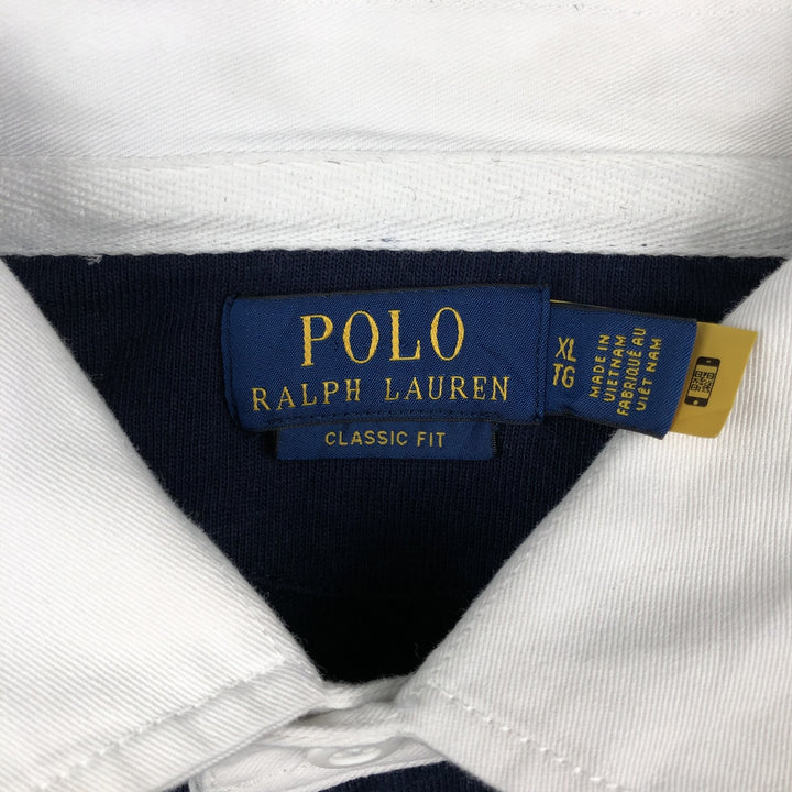 Ralph Lauren POLO RALPH LAUREN CLASSIC FIT Short-Sleeve Rugby Shirt, Men's Size XL (approx.) cotton navy blue type Vintage Second Hand