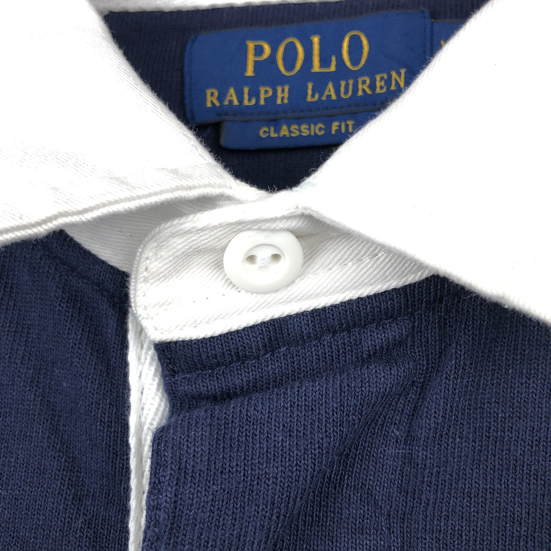 Ralph Lauren POLO RALPH LAUREN CLASSIC FIT Short-Sleeve Rugby Shirt, Men's Size XL (approx.) cotton navy blue type Vintage Second Hand