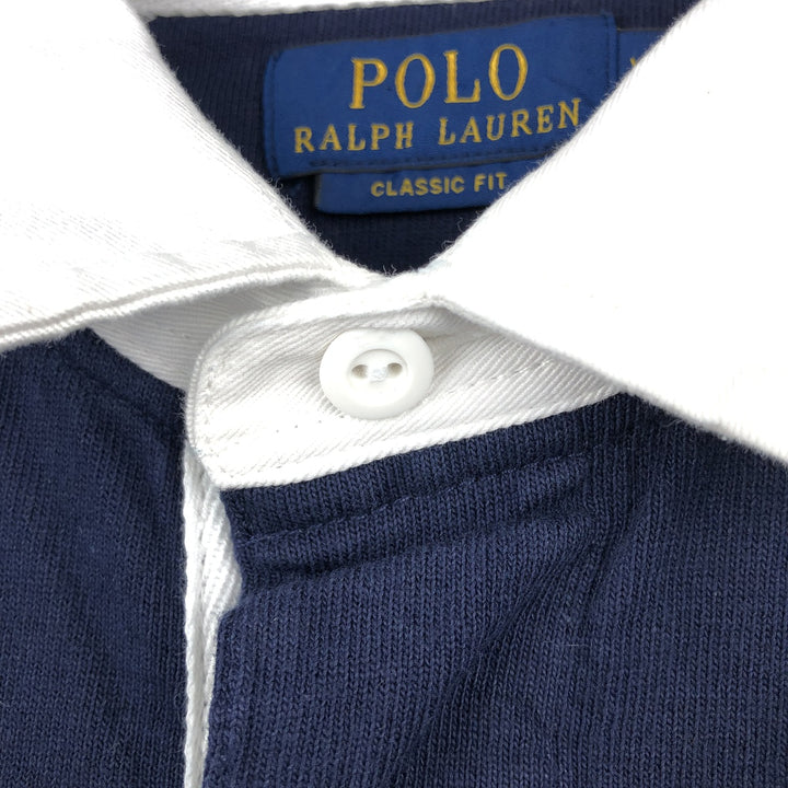 Ralph Lauren POLO RALPH LAUREN CLASSIC FIT Short-Sleeve Rugby Shirt, Men's Size XL (approx.) cotton navy blue type Vintage Second Hand