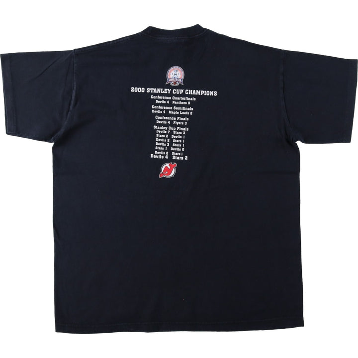 2000'S Majestic NHL New Jersey Devils sports print T-shirt, men's size XL (approx.) cotton black type Vintage Second Hand