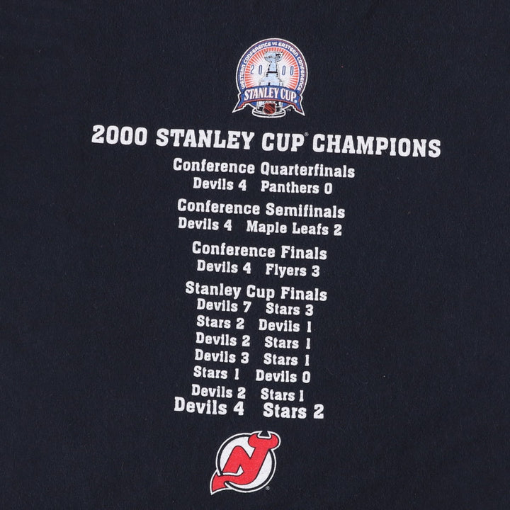 2000'S Majestic NHL New Jersey Devils sports print T-shirt, men's size XL (approx.) cotton black type Vintage Second Hand