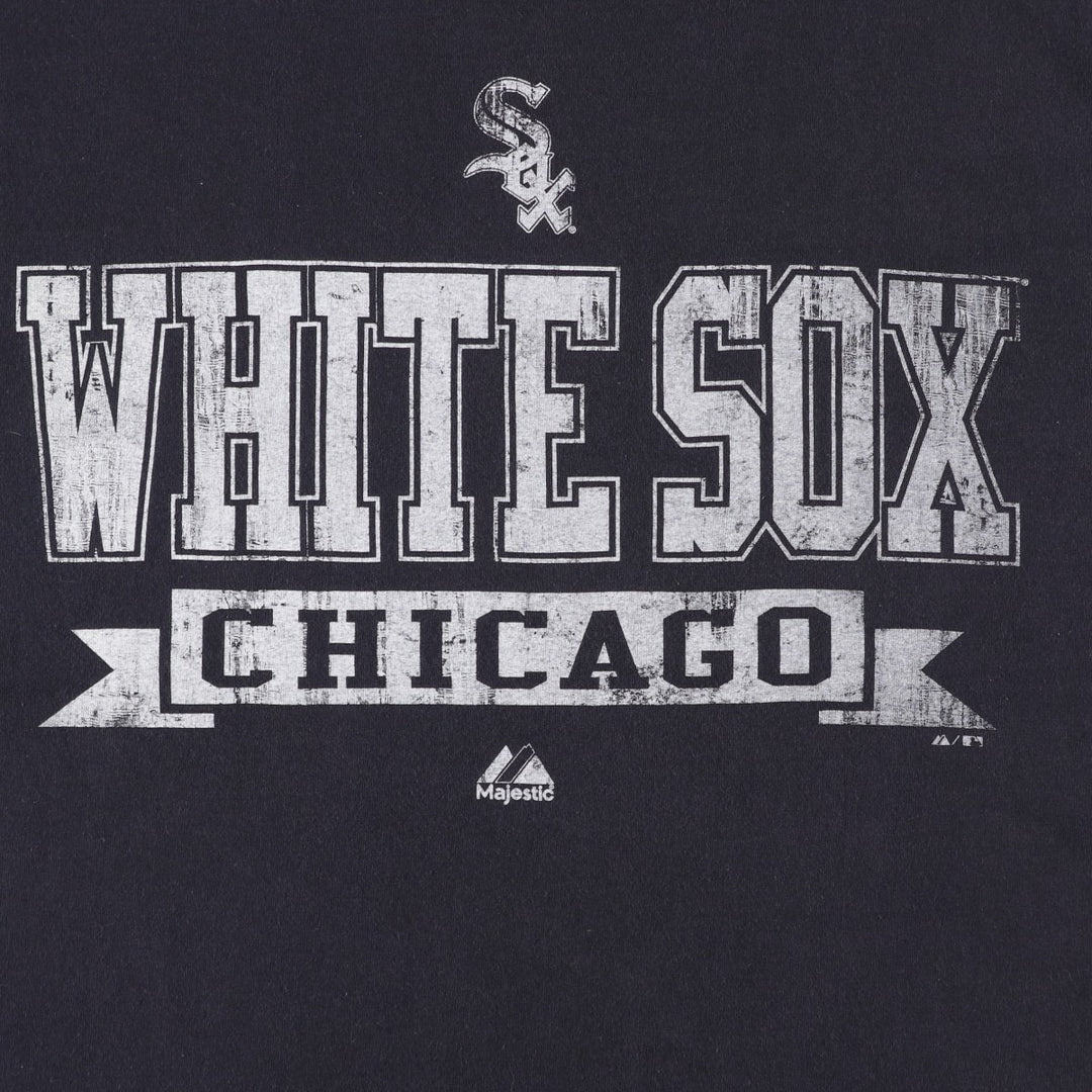 90s-00'S Majestic MLB Chicago White Sox logo print T-shirt, men's size XL (approx.) cotton black type Vintage Second Hand