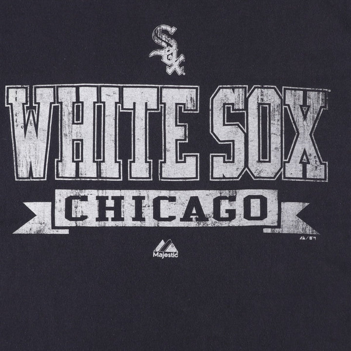 90s-00'S Majestic MLB Chicago White Sox logo print T-shirt, men's size XL (approx.) cotton black type Vintage Second Hand