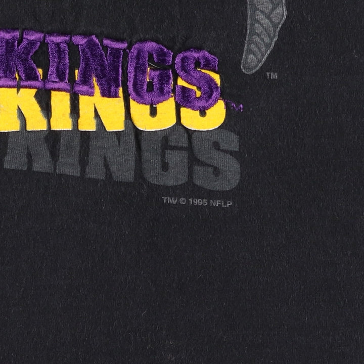 90'S PRO PLAYER NFL MINNESOTA VIKINGS Logo T-Shirt, Made in USA, Men's XL (approx.), Vintage cotton black type Vintage Second Hand