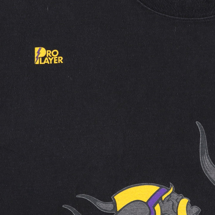90'S PRO PLAYER NFL MINNESOTA VIKINGS Logo T-Shirt, Made in USA, Men's XL (approx.), Vintage cotton black type Vintage Second Hand