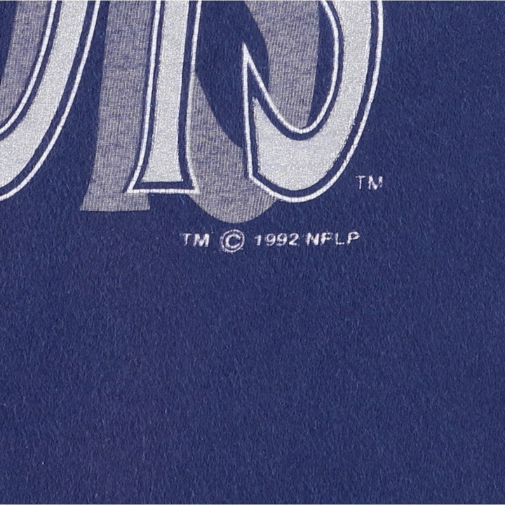 90'S Hanes BEEFY-T Blue Tag NFL Dallas Cowboys Logo Print T-Shirt Made in USA Men's Size L (approx.) cotton navy blue type Vintage Second Hand
