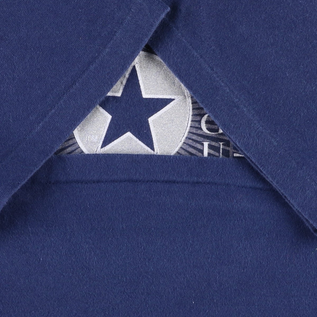 90'S Hanes BEEFY-T Blue Tag NFL Dallas Cowboys Logo Print T-Shirt Made in USA Men's Size L (approx.) cotton navy blue type Vintage Second Hand