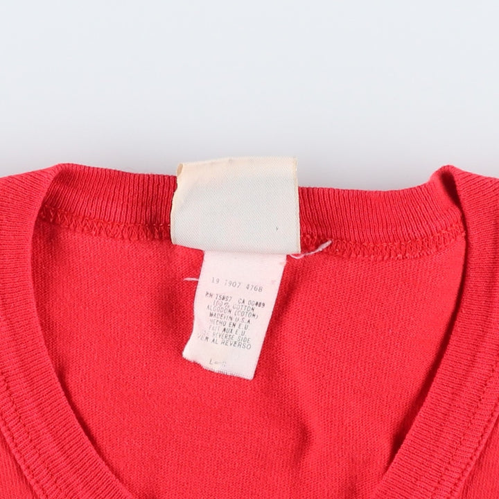 90'S Team Rated NHL Detroit Red Wings 3/4 Sleeve V-Neck Football T-Shirt, Made in USA, Men's Size L (Equivalent), Vintage cotton red type Vintage Second Hand
