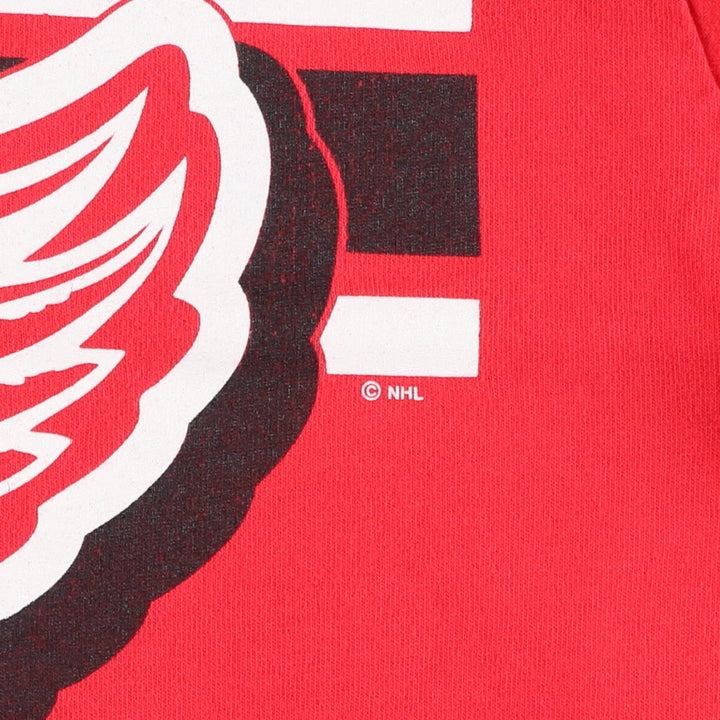 90'S Team Rated NHL Detroit Red Wings 3/4 Sleeve V-Neck Football T-Shirt, Made in USA, Men's Size L (Equivalent), Vintage cotton red type Vintage Second Hand
