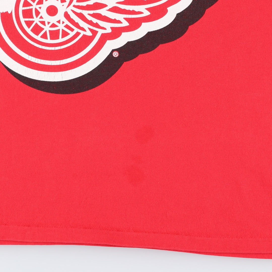 90'S Team Rated NHL Detroit Red Wings 3/4 Sleeve V-Neck Football T-Shirt, Made in USA, Men's Size L (Equivalent), Vintage cotton red type Vintage Second Hand