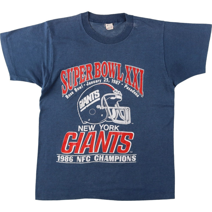 80'S Screen Stars New York Giants SUPER BOWL XXI Sports T-Shirt, Women's Size M (Equivalent), Vintage cotton Navy blue Vintage Second Hand