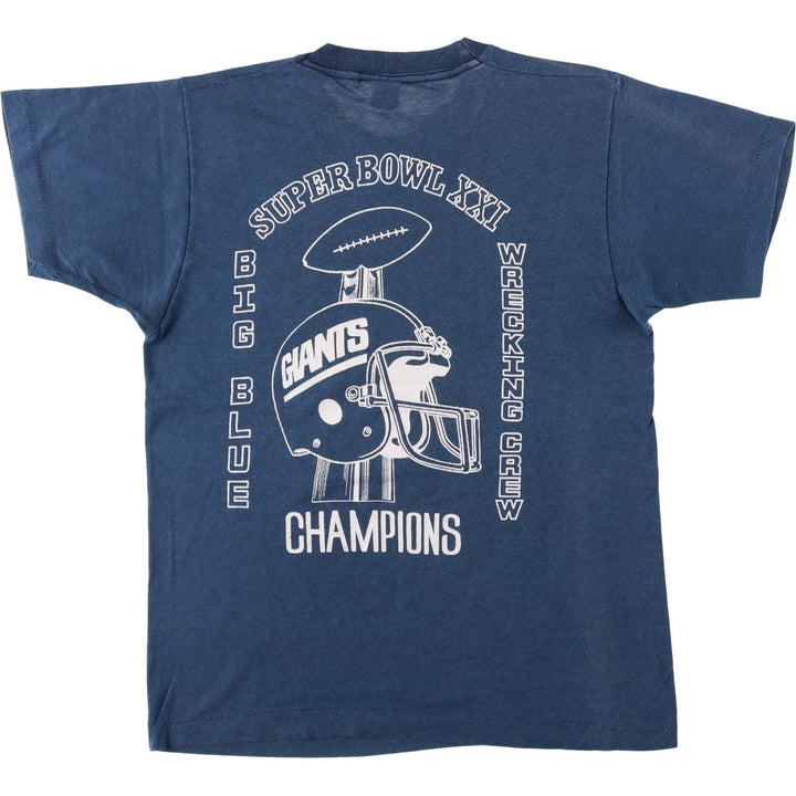 80'S Screen Stars New York Giants SUPER BOWL XXI Sports T-Shirt, Women's Size M (Equivalent), Vintage cotton Navy blue Vintage Second Hand