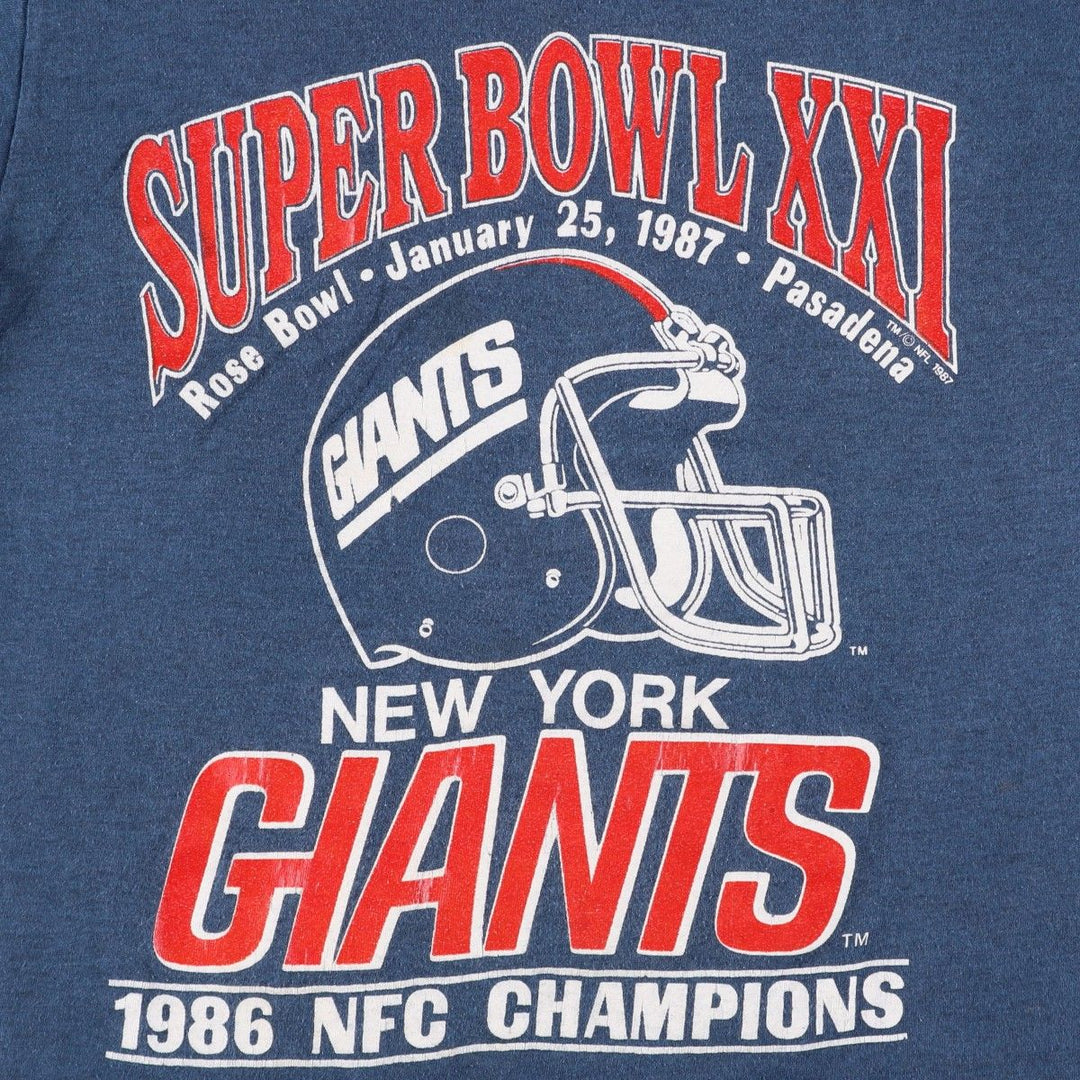 80'S Screen Stars New York Giants SUPER BOWL XXI Sports T-Shirt, Women's Size M (Equivalent), Vintage cotton Navy blue Vintage Second Hand