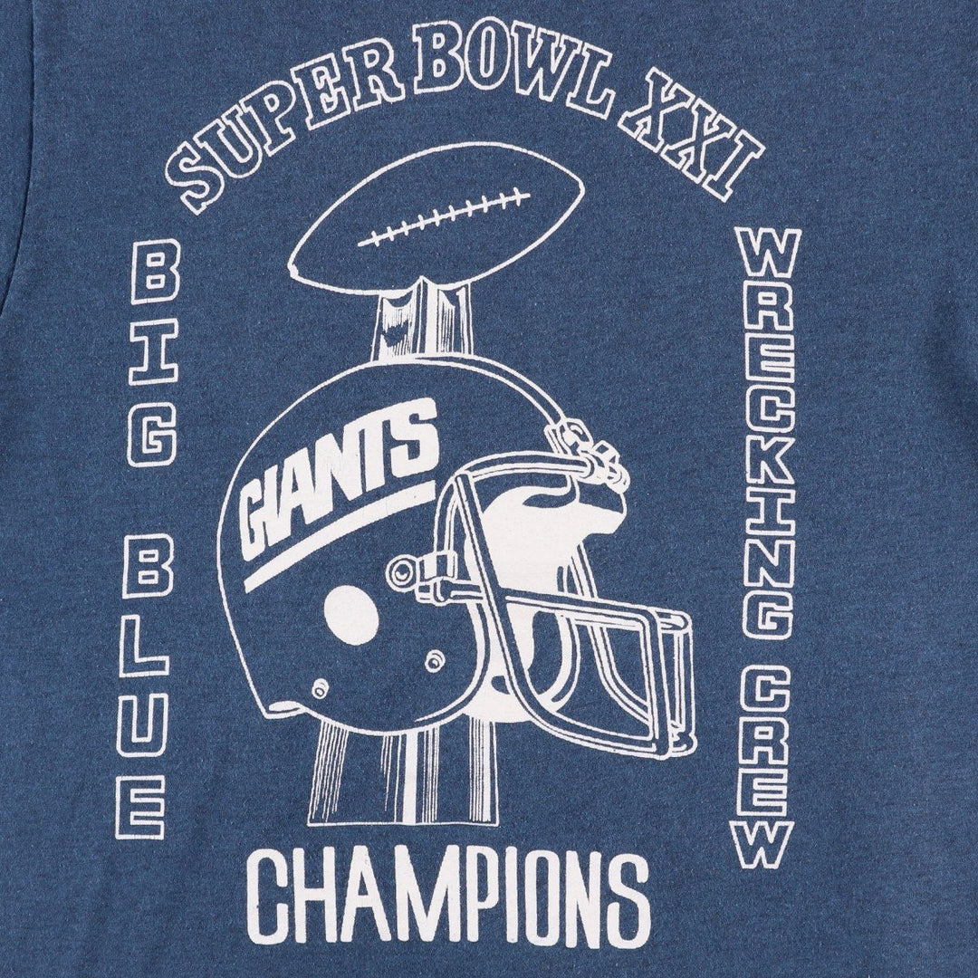 80'S Screen Stars New York Giants SUPER BOWL XXI Sports T-Shirt, Women's Size M (Equivalent), Vintage cotton Navy blue Vintage Second Hand