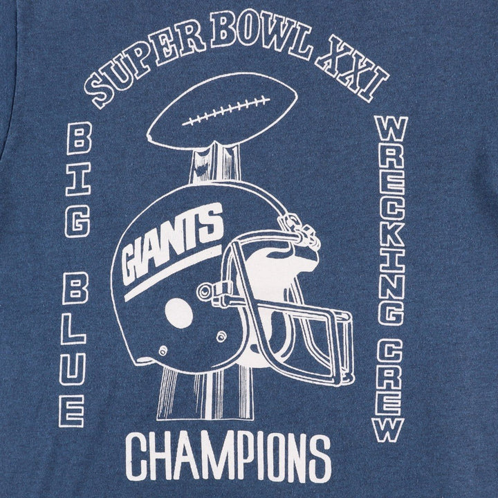 80'S Screen Stars New York Giants SUPER BOWL XXI Sports T-Shirt, Women's Size M (Equivalent), Vintage cotton Navy blue Vintage Second Hand