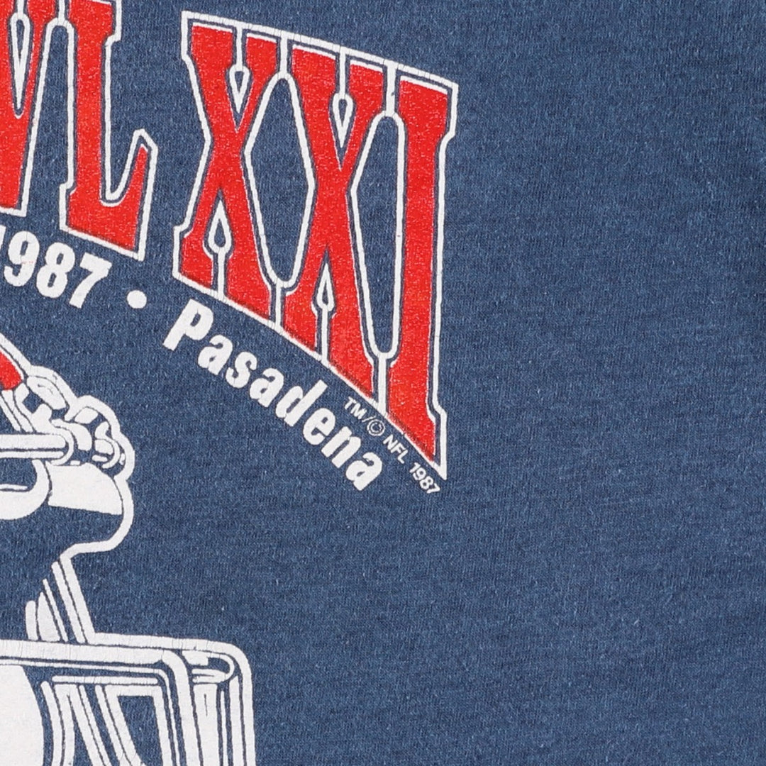 80'S Screen Stars New York Giants SUPER BOWL XXI Sports T-Shirt, Women's Size M (Equivalent), Vintage cotton Navy blue Vintage Second Hand
