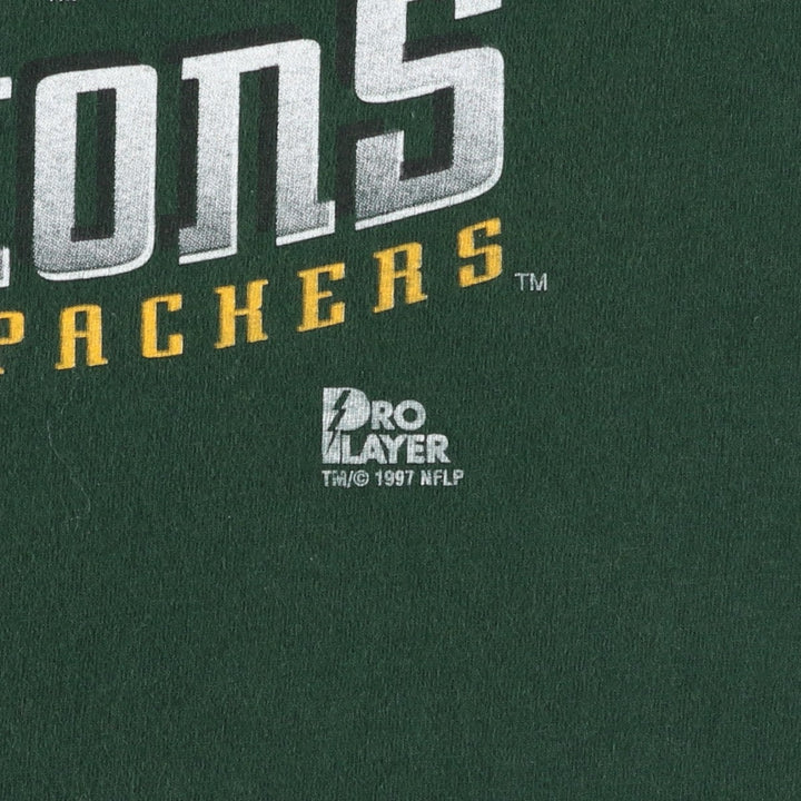 90'S PRO PLAYER NFL Green Bay Packers SUPER BOWL XXXI Sports Print T-Shirt, Made in USA, Men's XL equivalent. cotton Green type dark green Vintage Second Hand