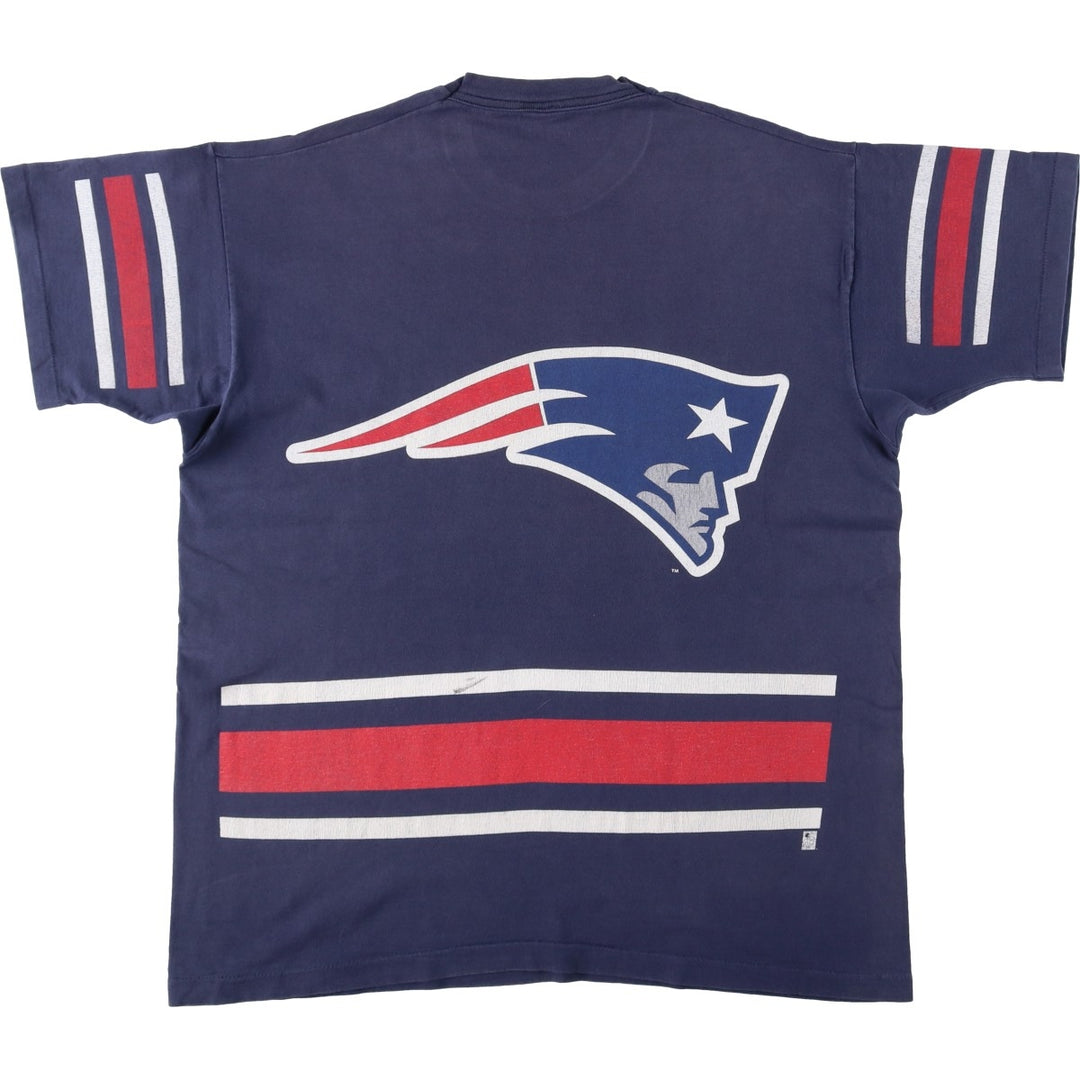 90'S Salem Pro Player NFL New England Patriots Sports Print T-Shirt, Made in USA, Men's Size L (approx.) cotton navy blue type Vintage Second Hand
