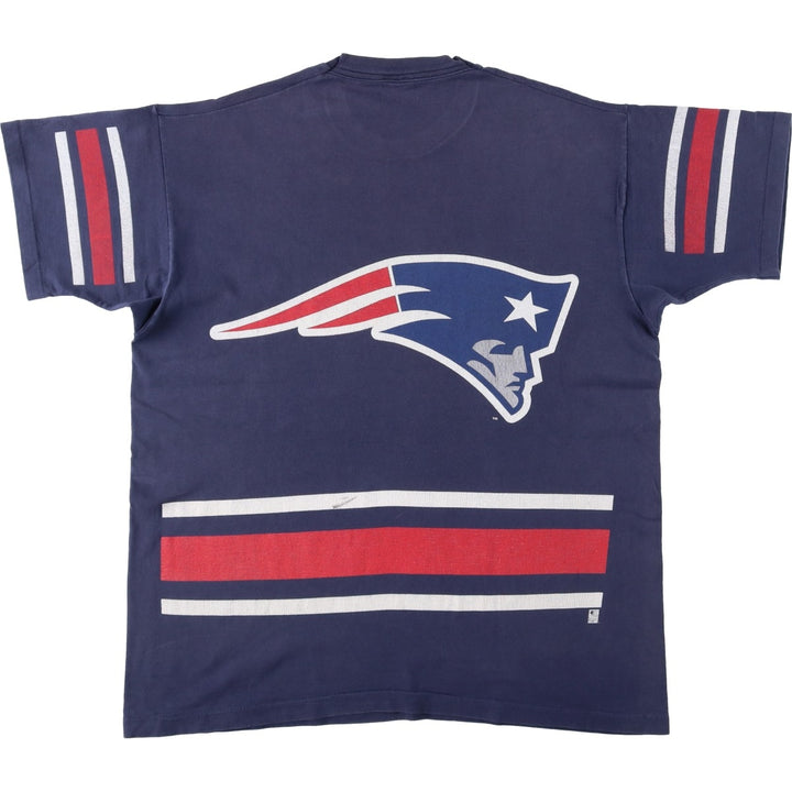 90'S Salem Pro Player NFL New England Patriots Sports Print T-Shirt, Made in USA, Men's Size L (approx.) cotton navy blue type Vintage Second Hand
