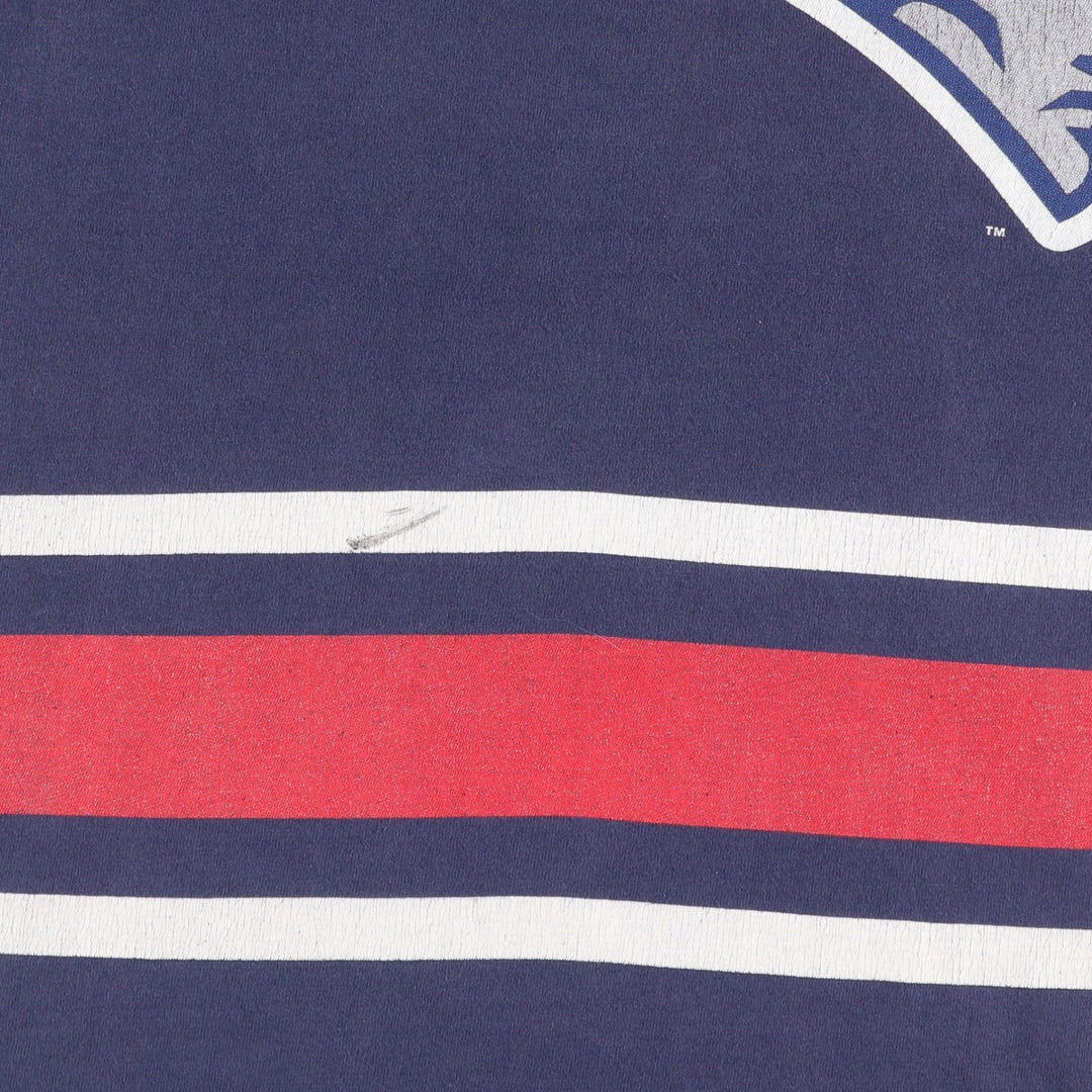 90'S Salem Pro Player NFL New England Patriots Sports Print T-Shirt, Made in USA, Men's Size L (approx.) cotton navy blue type Vintage Second Hand