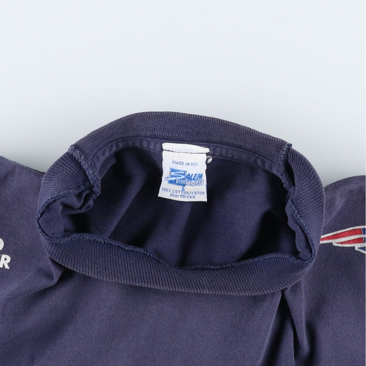 90'S Salem Pro Player NFL New England Patriots Sports Print T-Shirt, Made in USA, Men's Size L (approx.) cotton navy blue type Vintage Second Hand