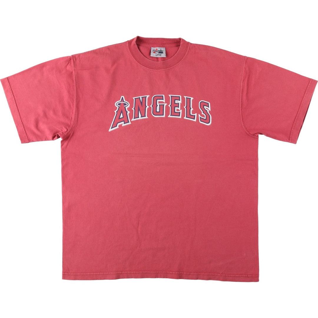 90s-00'S Majestic MLB Los Angeles Angels logo print T-shirt, men's size L (approx.) cotton red type Vintage Second Hand